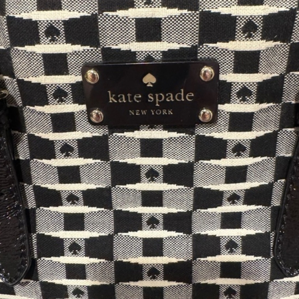 Kate Spade Monochrome Checkered STORY BOOK LINING Euc - Picture 6 of 11